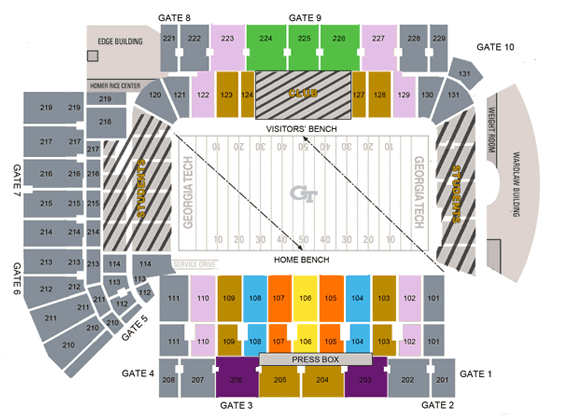 Bobby Dodd Stadium Football Seating Chart