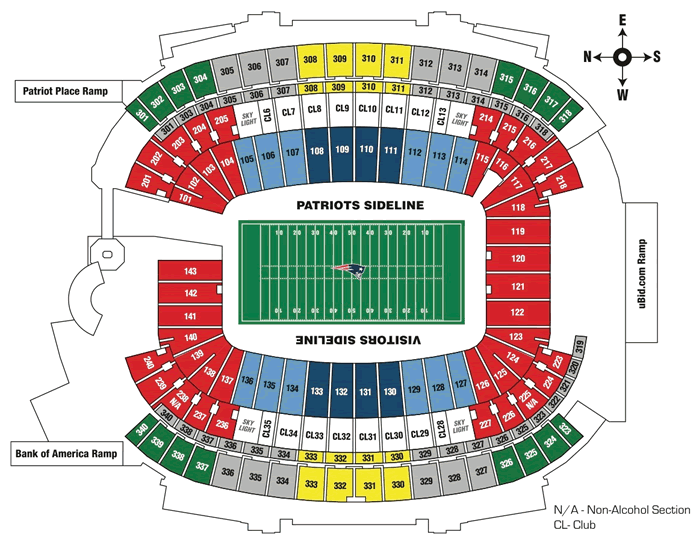 Seating Chart Gillette Stadium Patriots