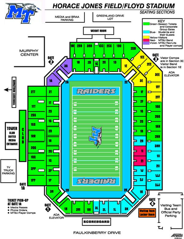 Floyd Stadium Mtsu Seating Chart