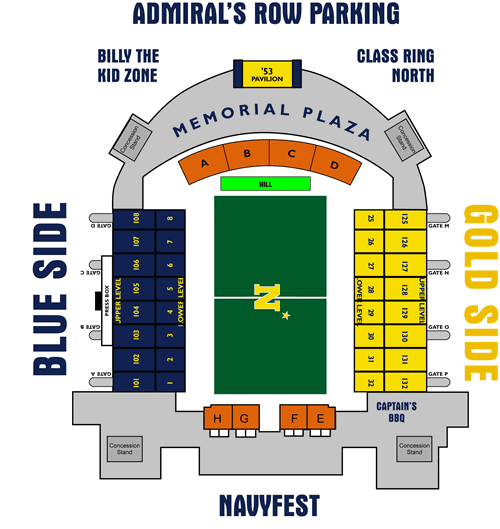 Detailed Seating Chart Navy Marine Corps Stadium